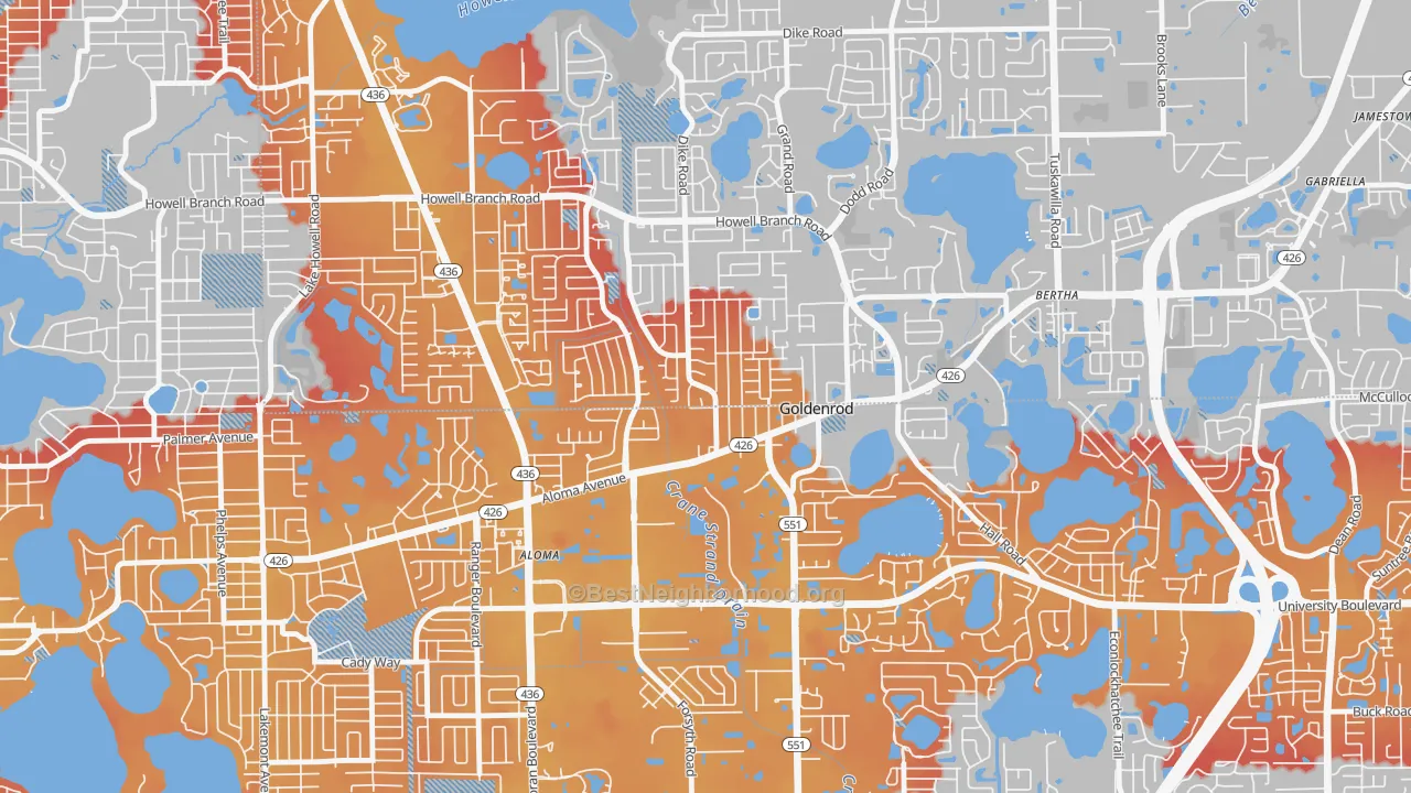 Transit Grade map of Goldenrod, FL