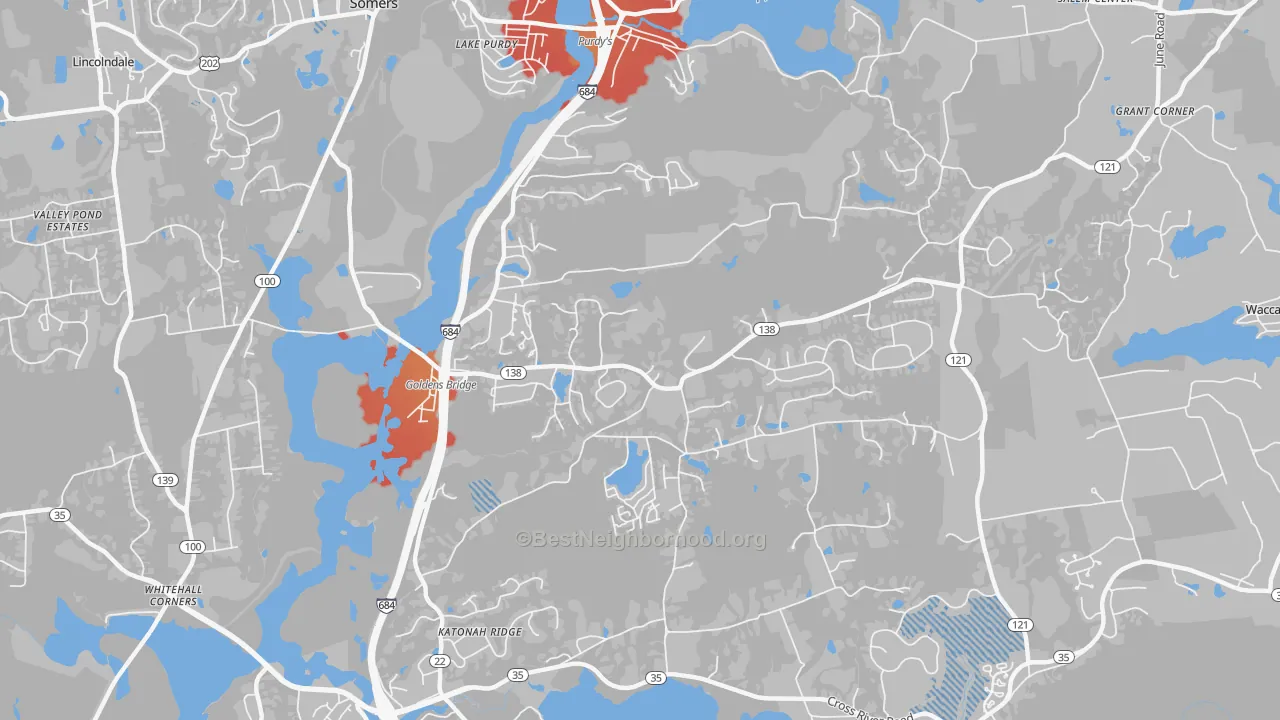 Transit Grade map of Goldens Bridge, NY