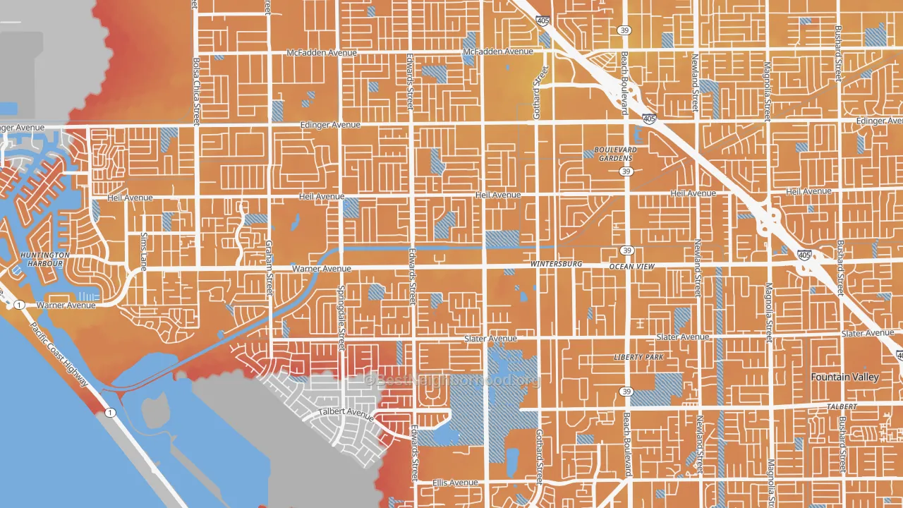 Transit Grade map of Goldenwest, Huntington Beach, CA
