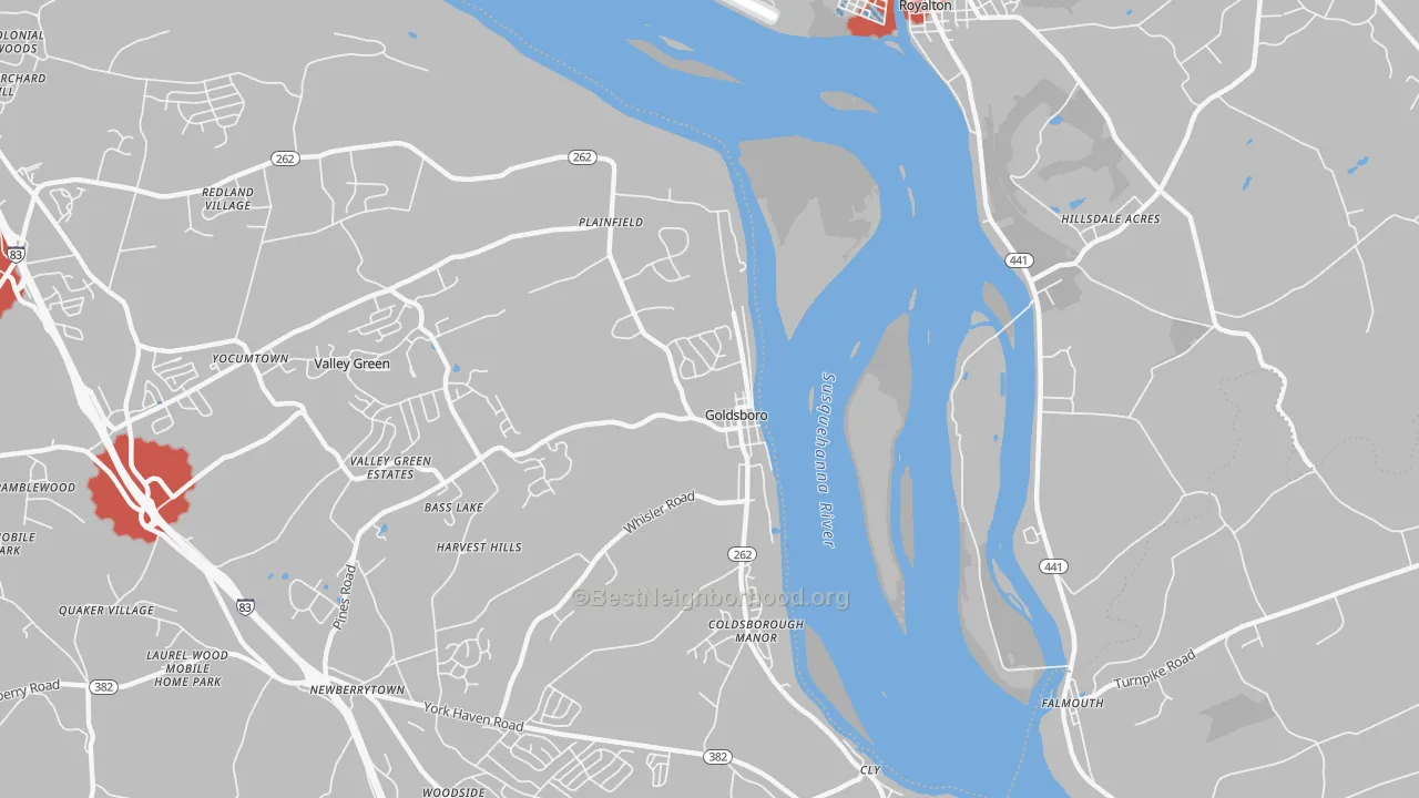 Transit Grade map of Goldsboro, PA