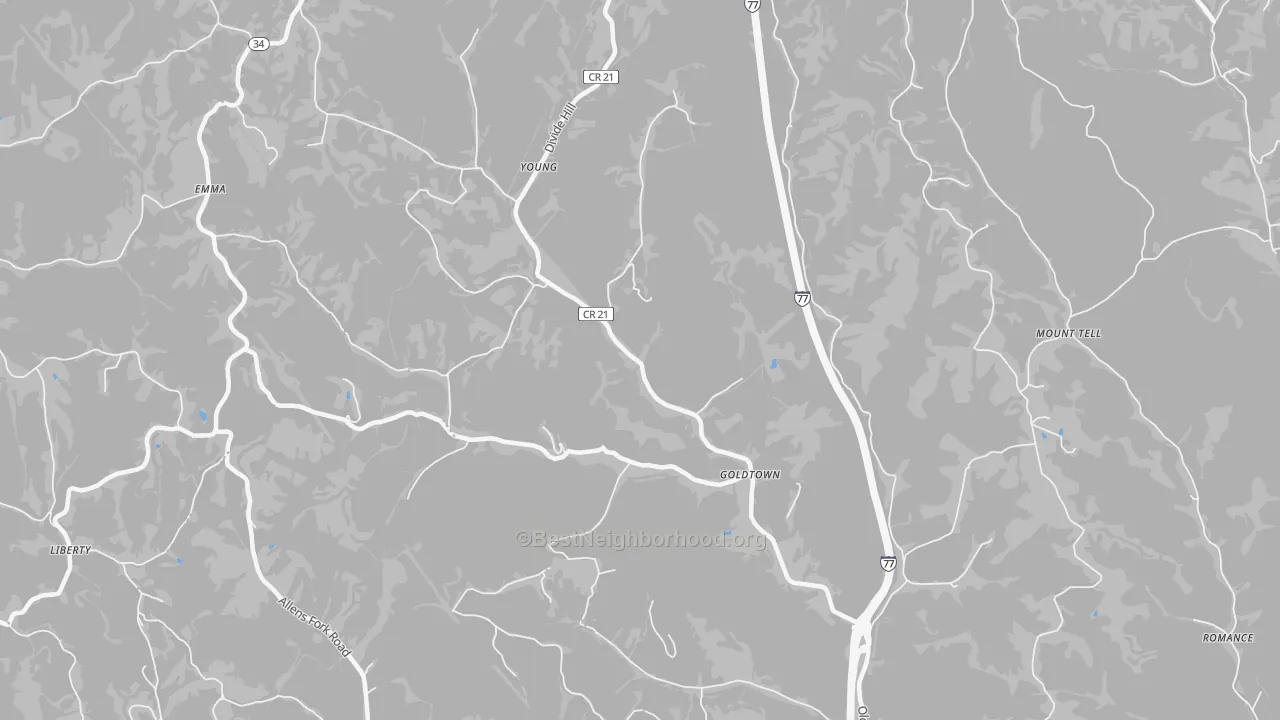 Transit Grade map of Goldtown, WV