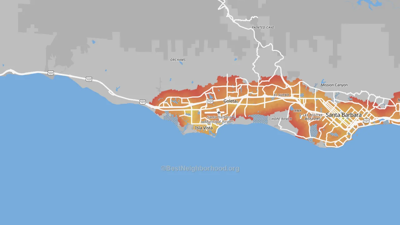 Transit Grade map of Goleta, CA