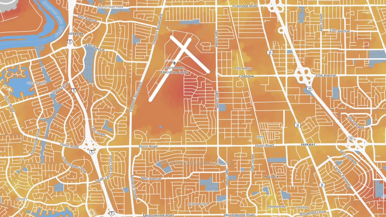 Transit Grade map of Golf Course Terrace, Sacramento, CA