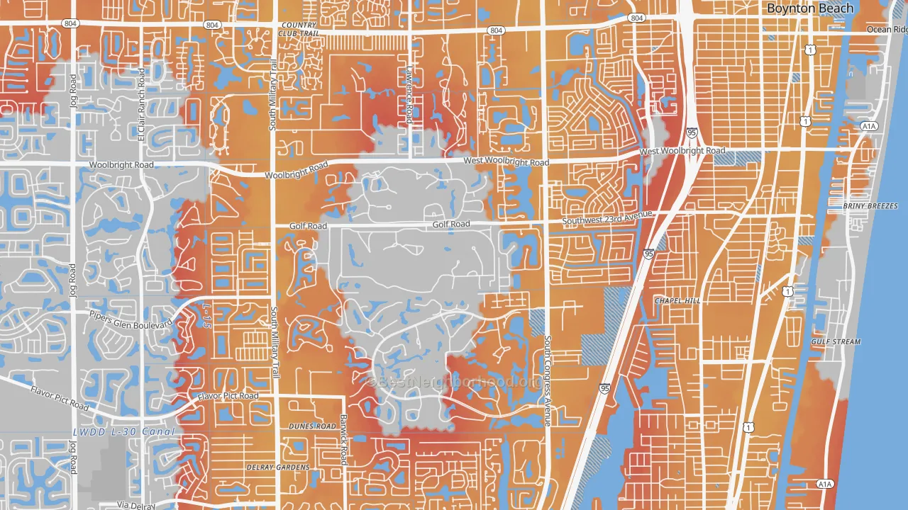 Transit Grade map of Golf, FL