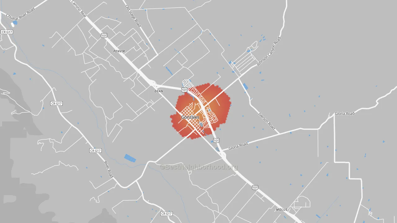 Transit Grade map of Gonzales, CA