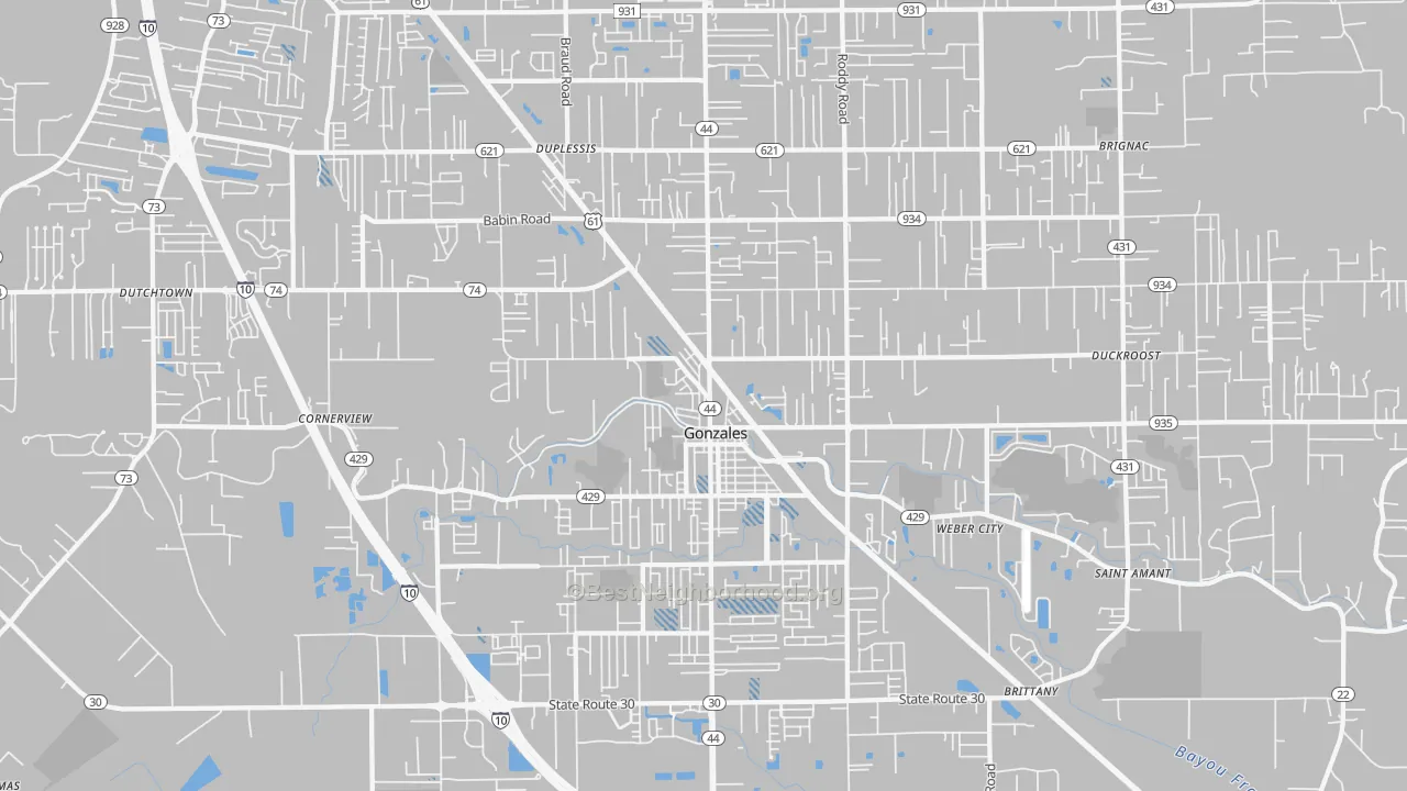 Transit Grade map of Gonzales, LA