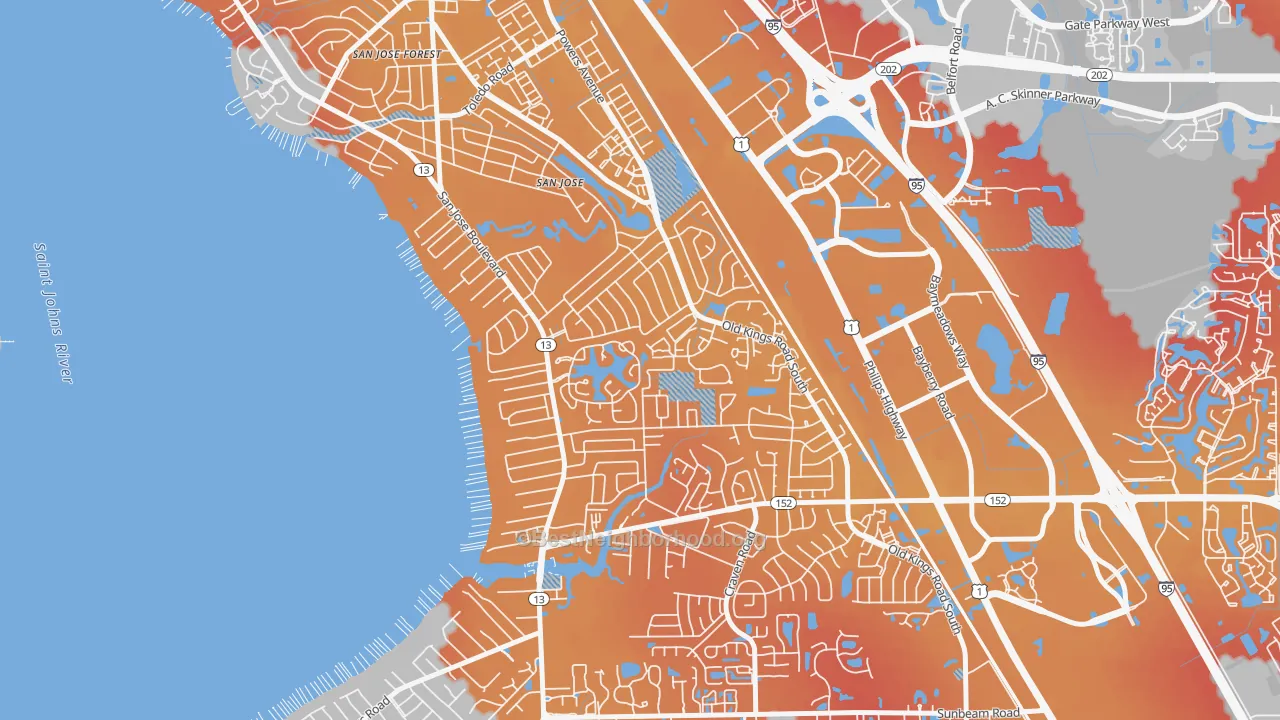Transit Grade map of Goodby's Creek, Jacksonville, FL
