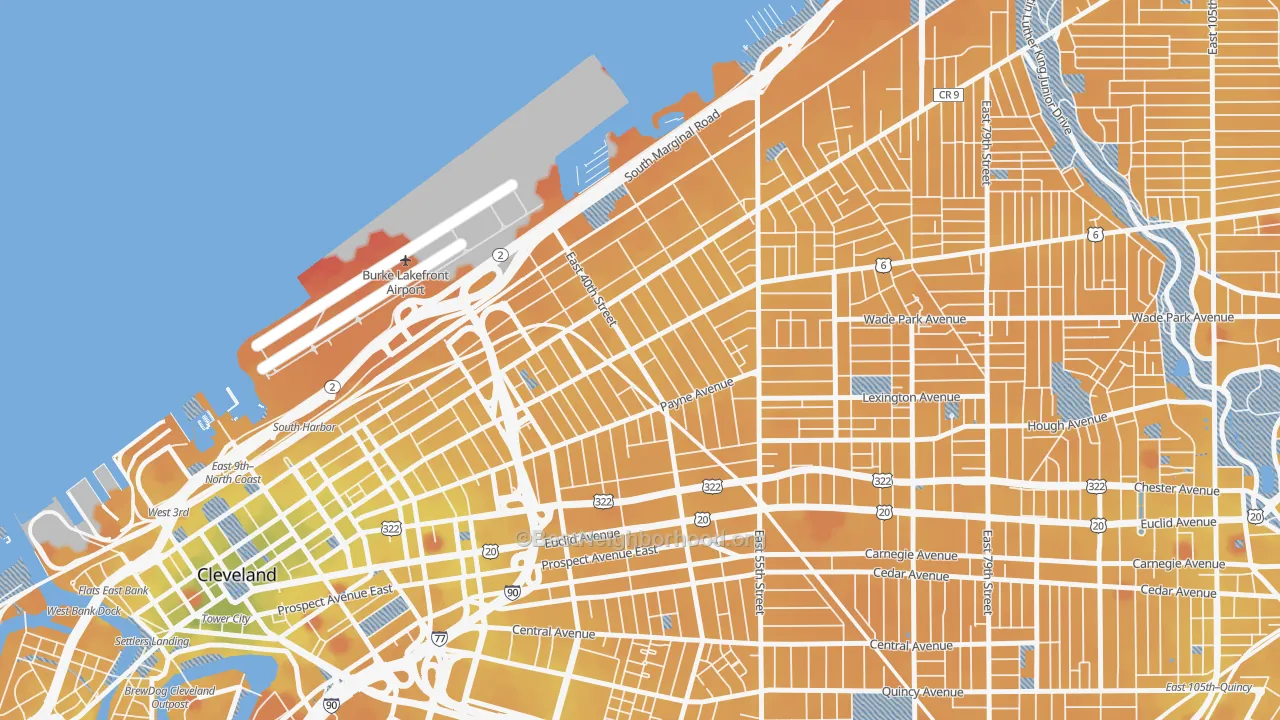 Transit Grade map of Goodrich-Kirtland Park, Cleveland, OH