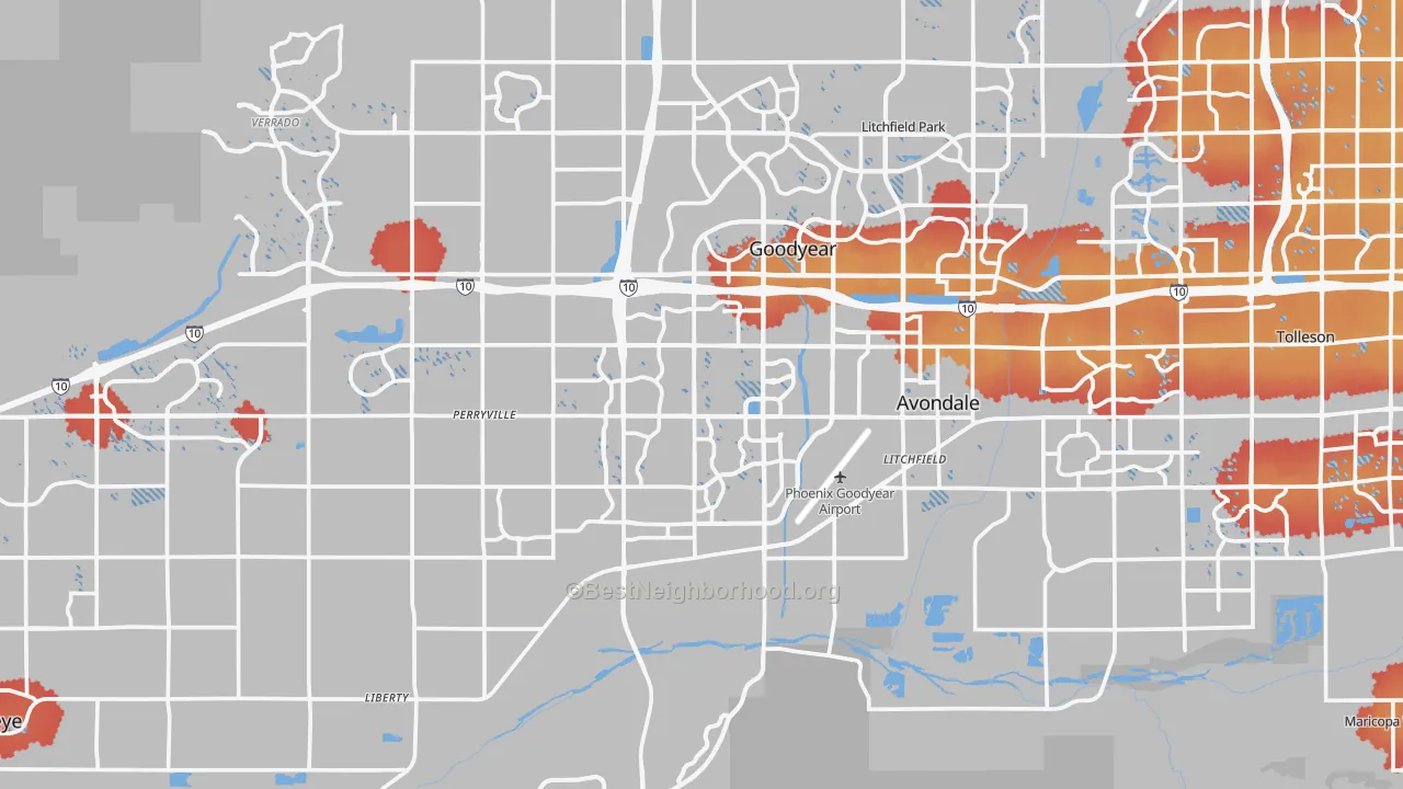 Transit Grade map of Goodyear, AZ