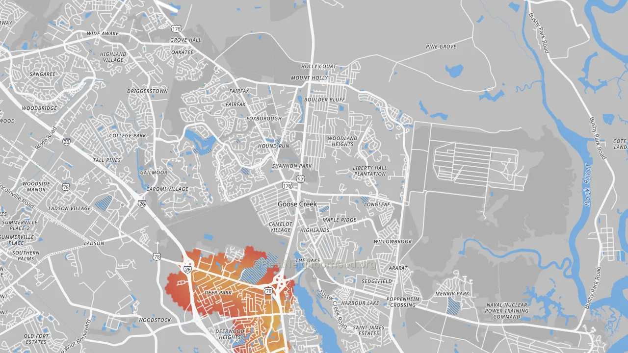 Transit Grade map of Goose Creek, SC