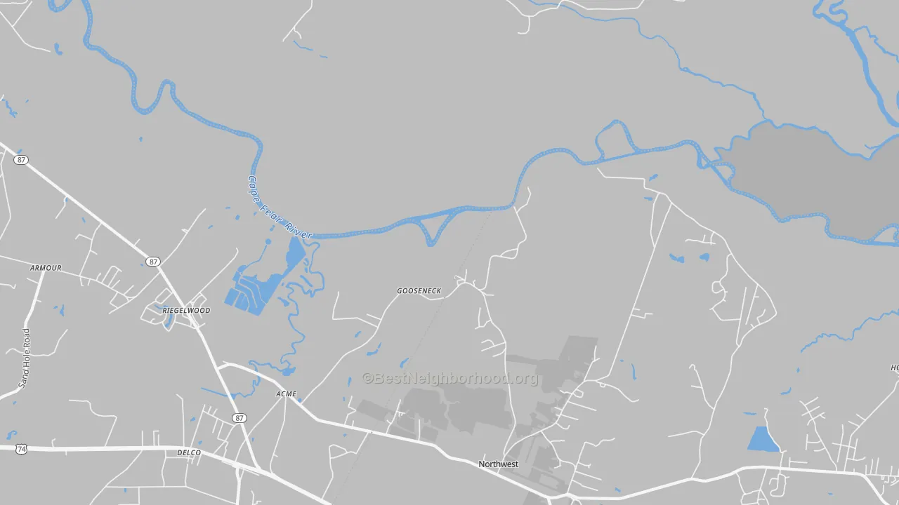 Transit Grade map of Gooseneck, NC