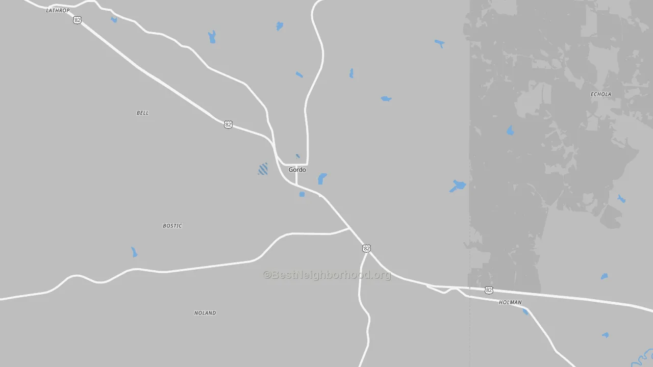 Transit Grade map of Gordo, AL