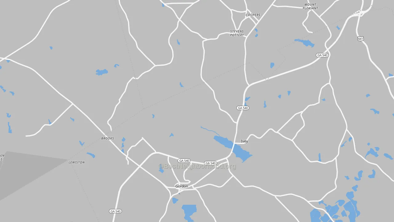 Transit Grade map of Gordon, GA