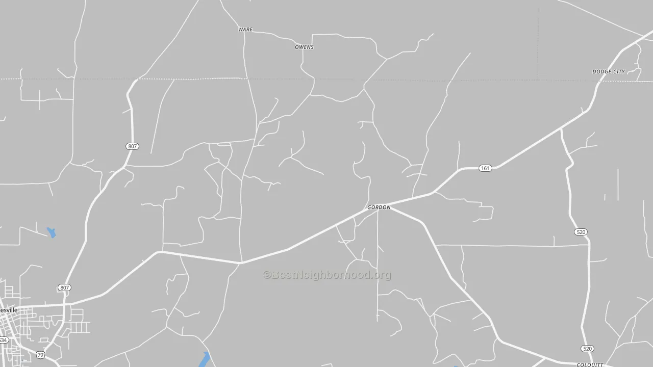 Transit Grade map of Gordon, LA