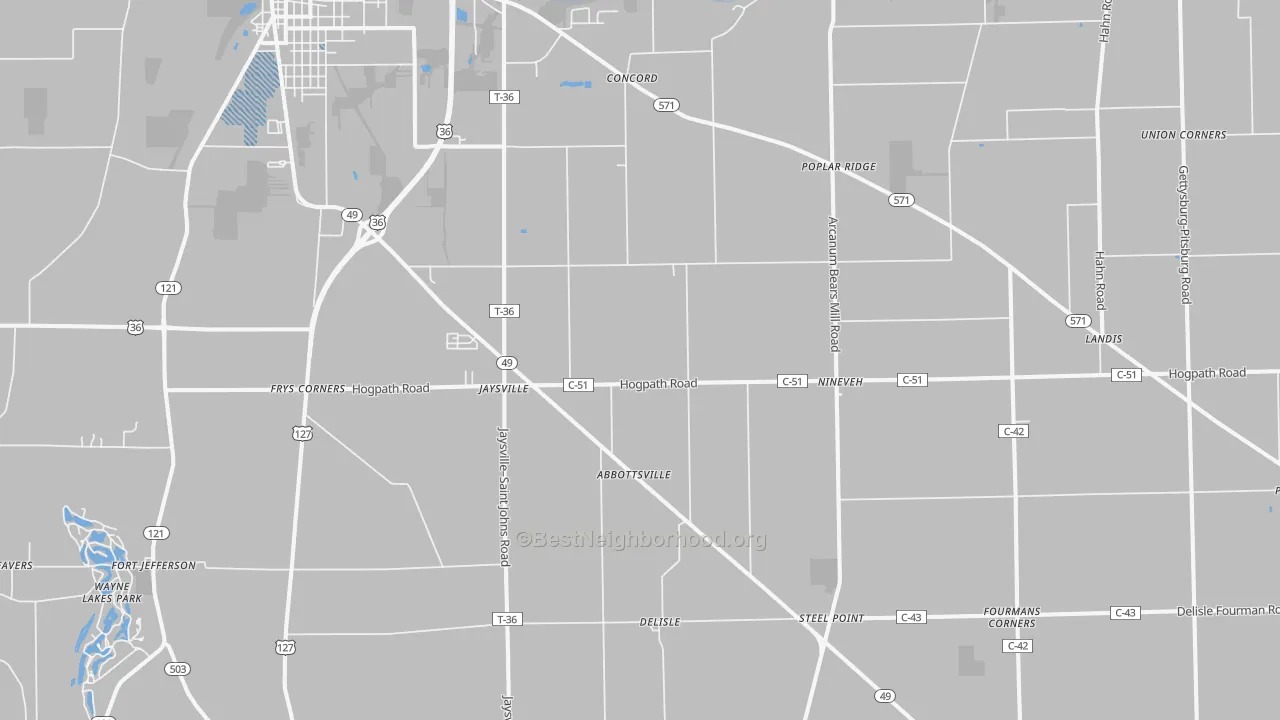Transit Grade map of Gordon, OH