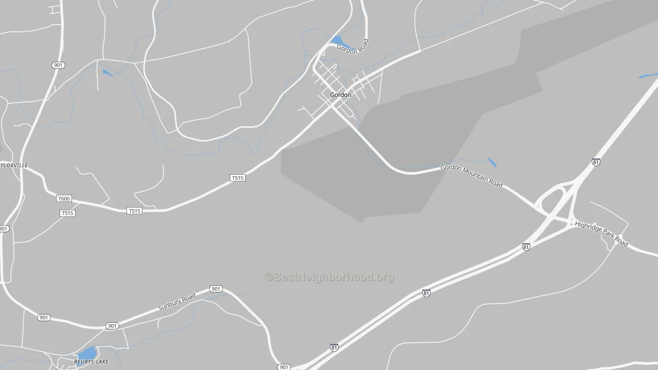 Transit Grade map of Gordon, PA