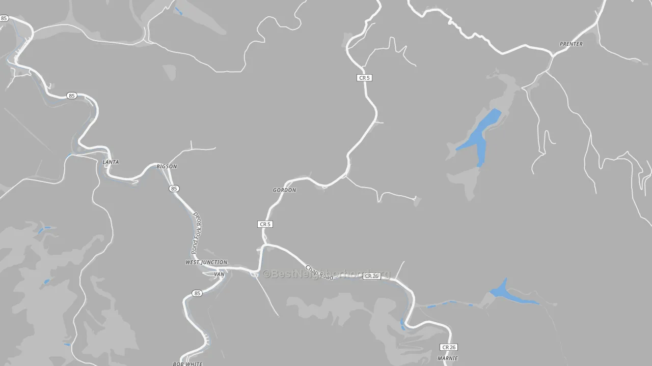 Transit Grade map of Gordon, WV