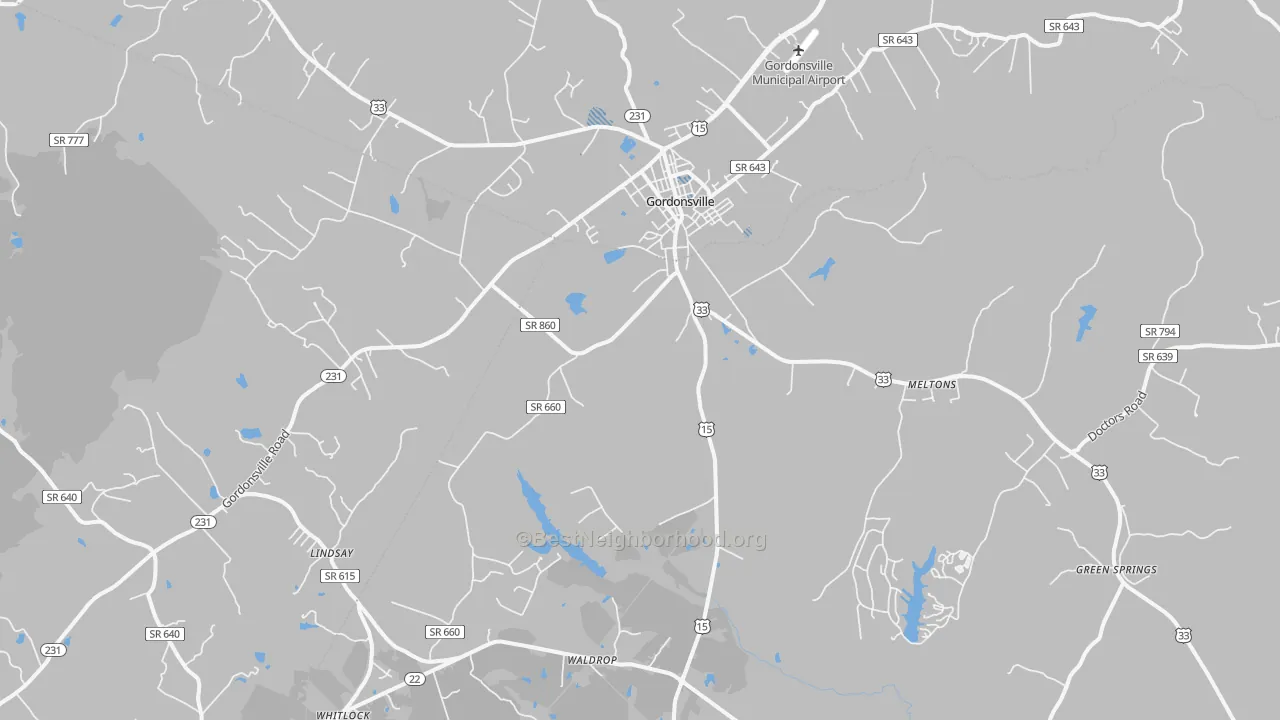 Transit Grade map of Gordonsville, VA