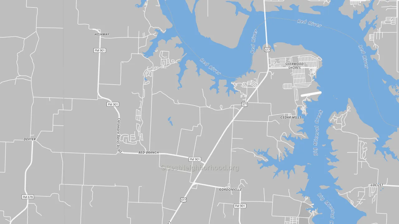 Transit Grade map of Gordonville, TX