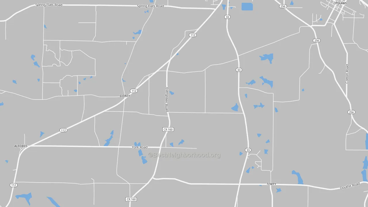 Transit Grade map of Gordy, GA