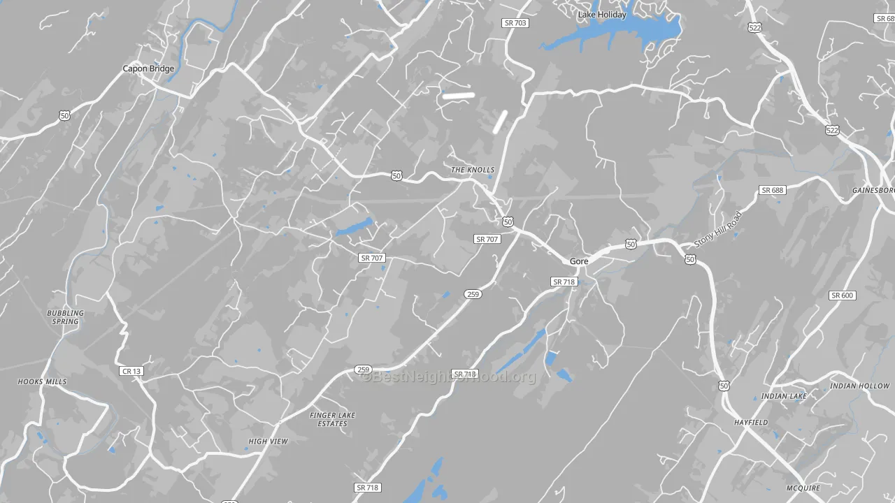 Transit Grade map of Gore, VA
