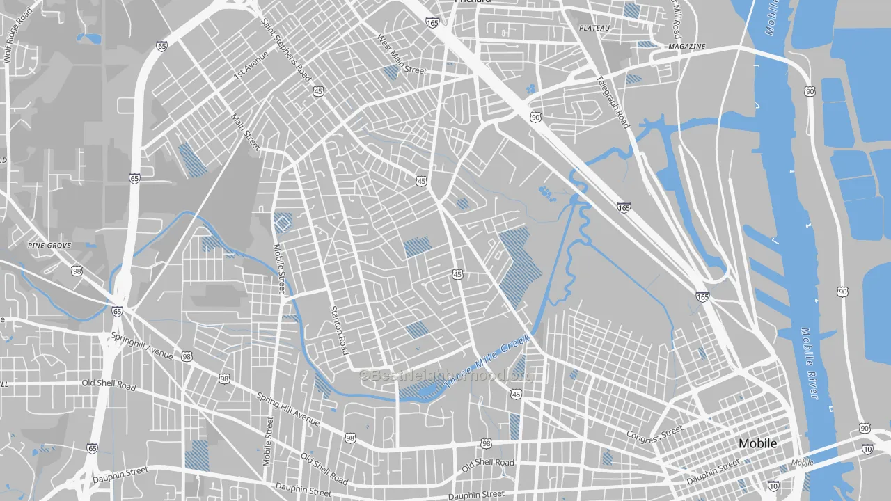 Transit Grade map of Gorgas, Mobile, AL