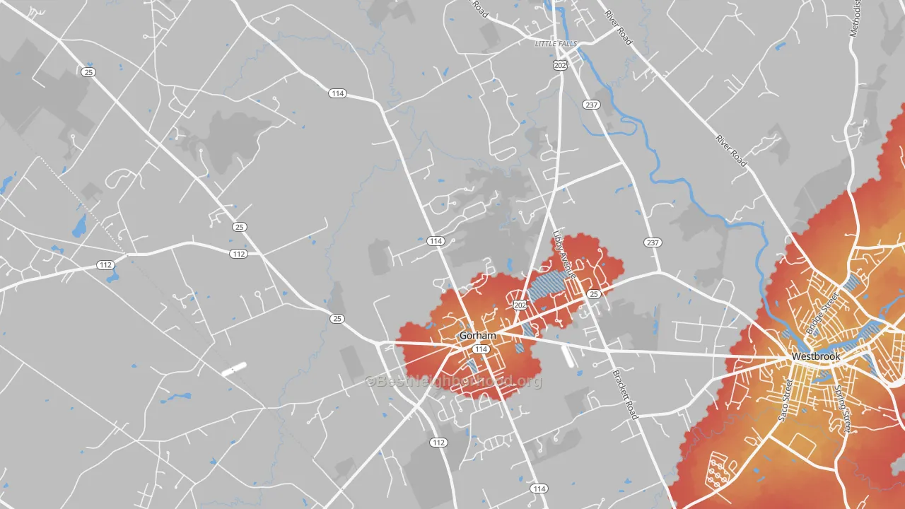 Transit Grade map of Gorham, ME