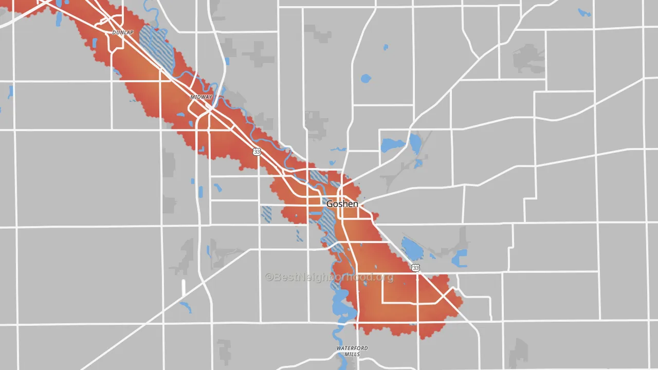 Transit Grade map of Goshen, IN