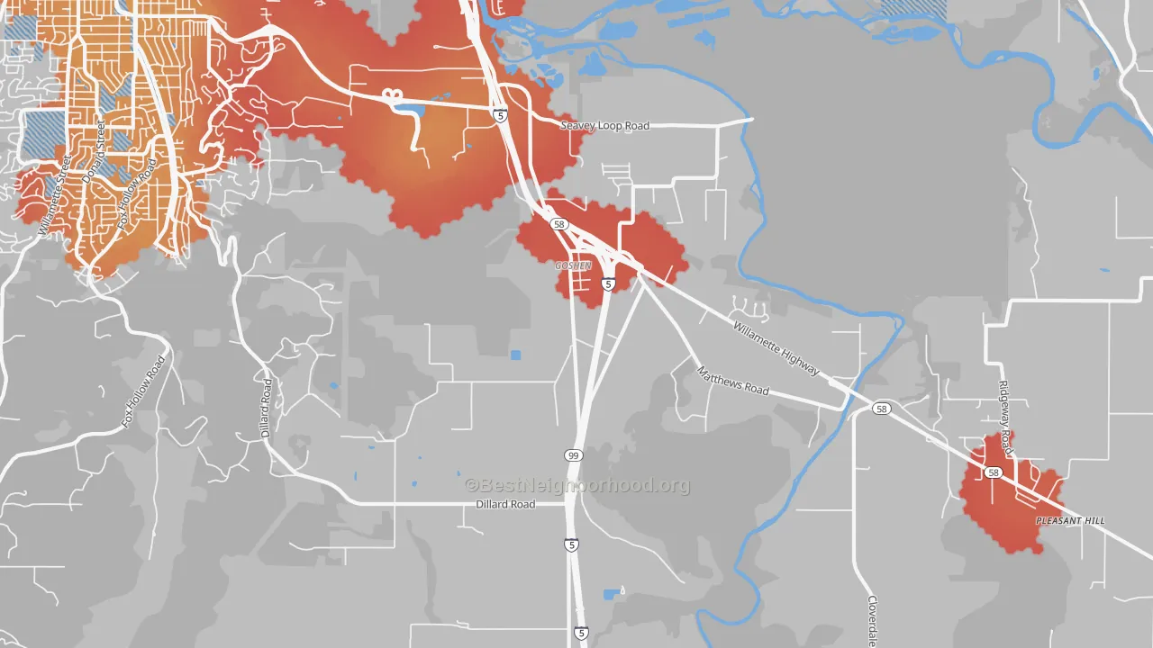 Transit Grade map of Goshen, OR