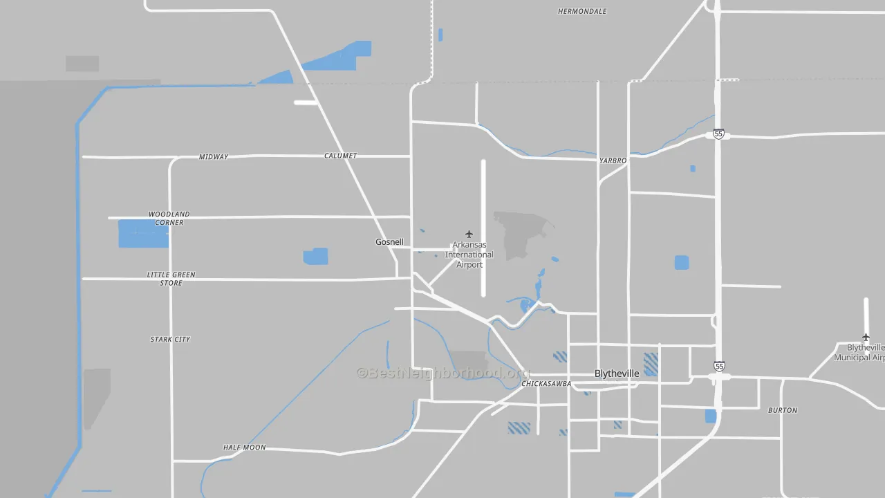 Transit Grade map of Gosnell, AR