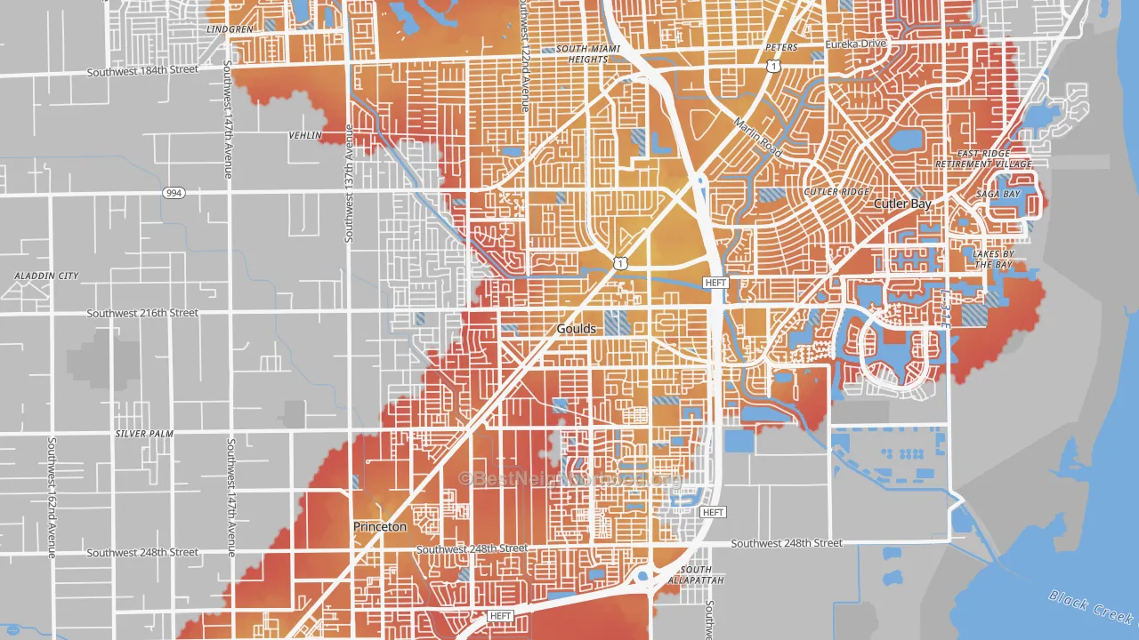 Transit Grade map of Goulds, FL