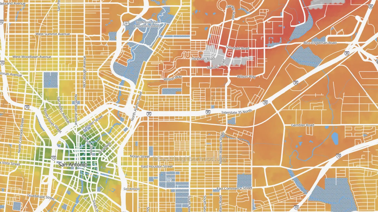Transit Grade map of Government Hill Alliance, San Antonio, TX
