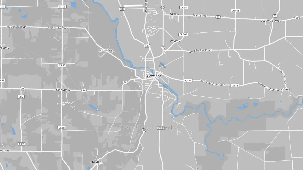 Transit Grade map of Gowanda, NY