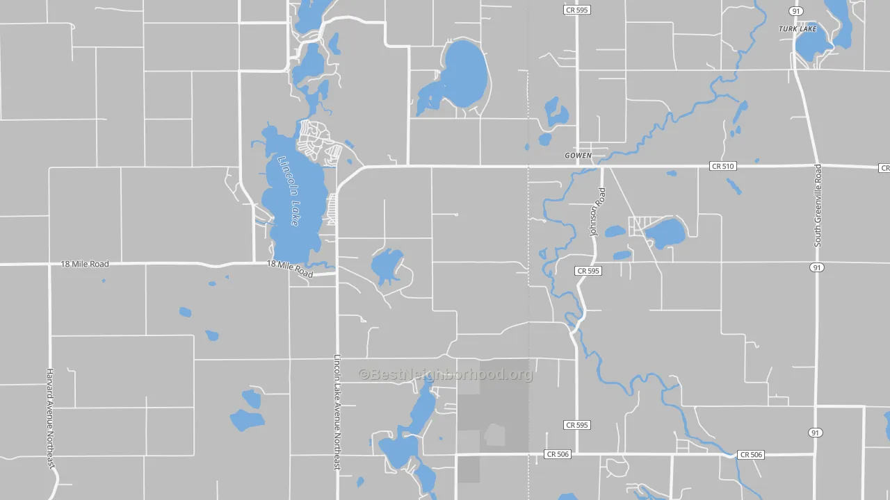 Transit Grade map of Gowen, MI