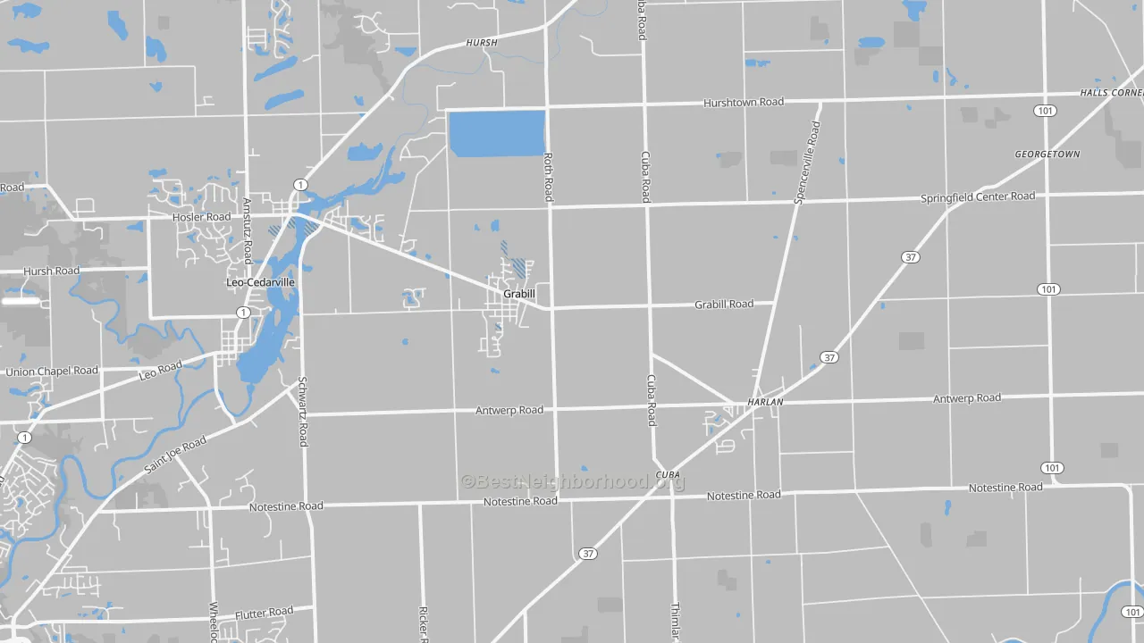 Transit Grade map of Grabill, IN