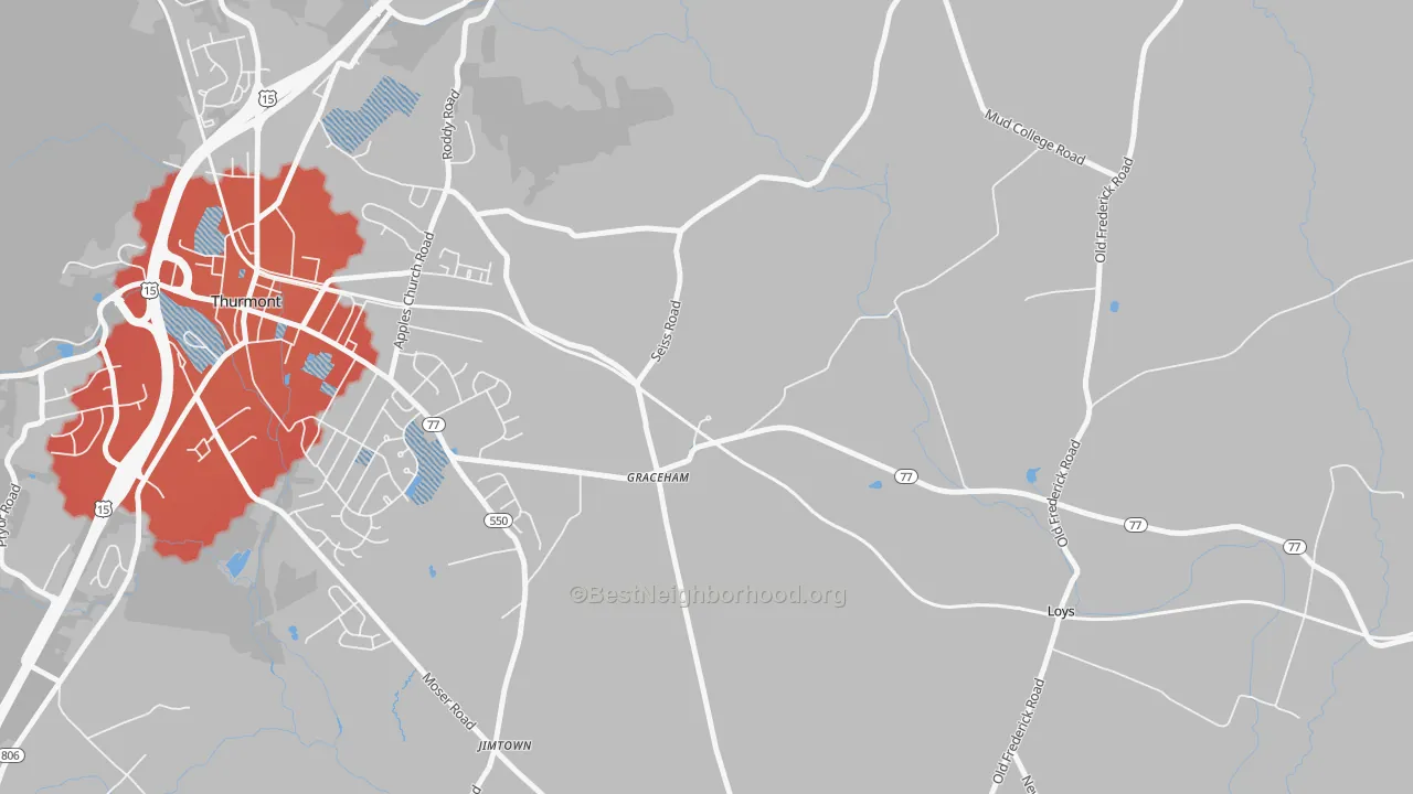Transit Grade map of Graceham, MD