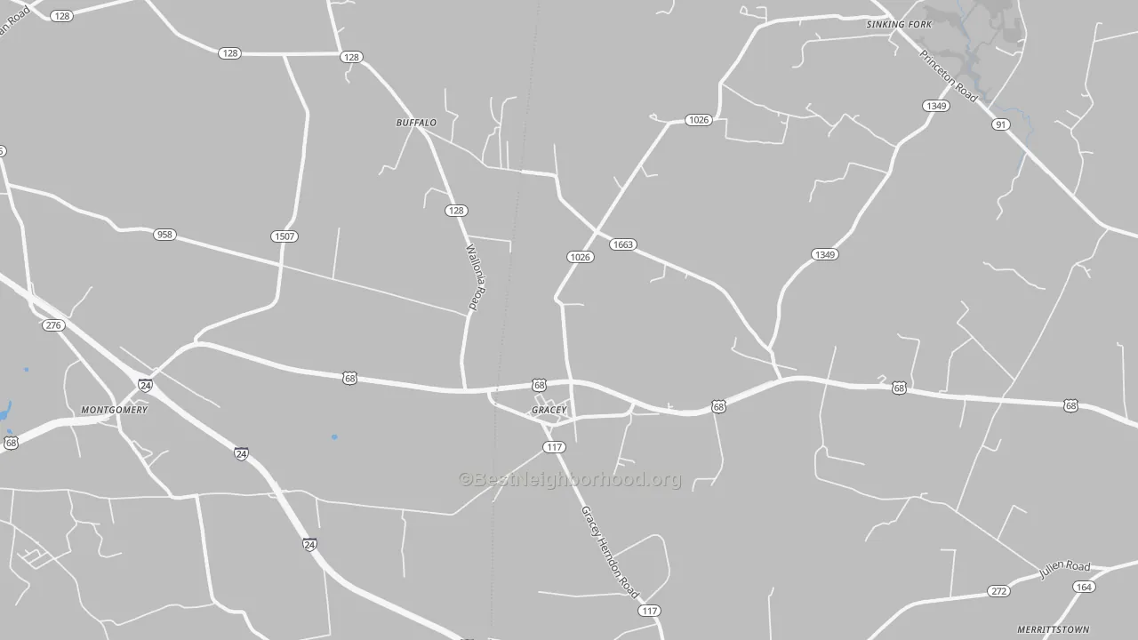Transit Grade map of Gracey, KY