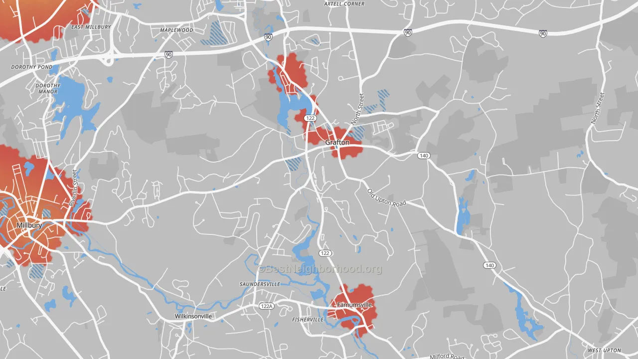 Transit Grade map of Grafton, MA