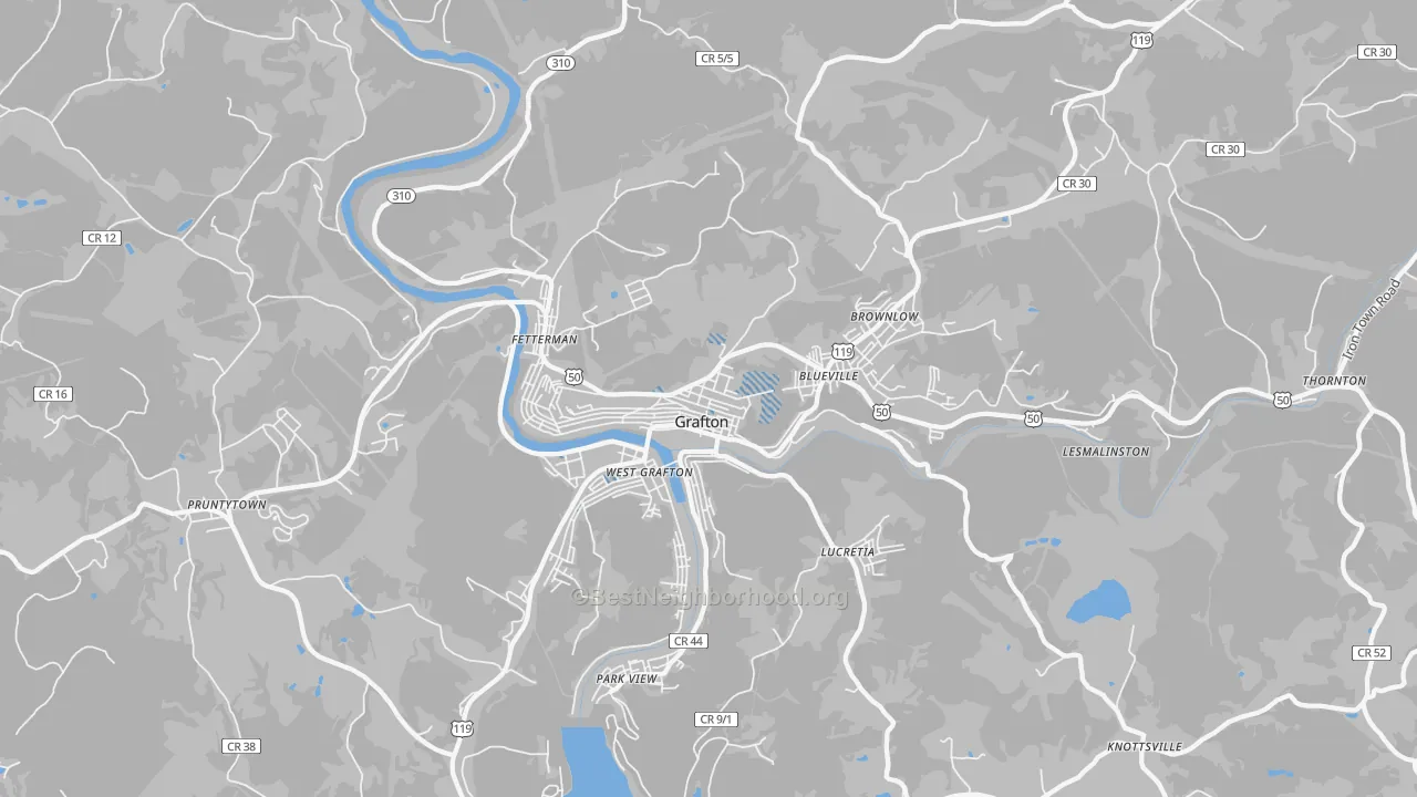 Transit Grade map of Grafton, WV