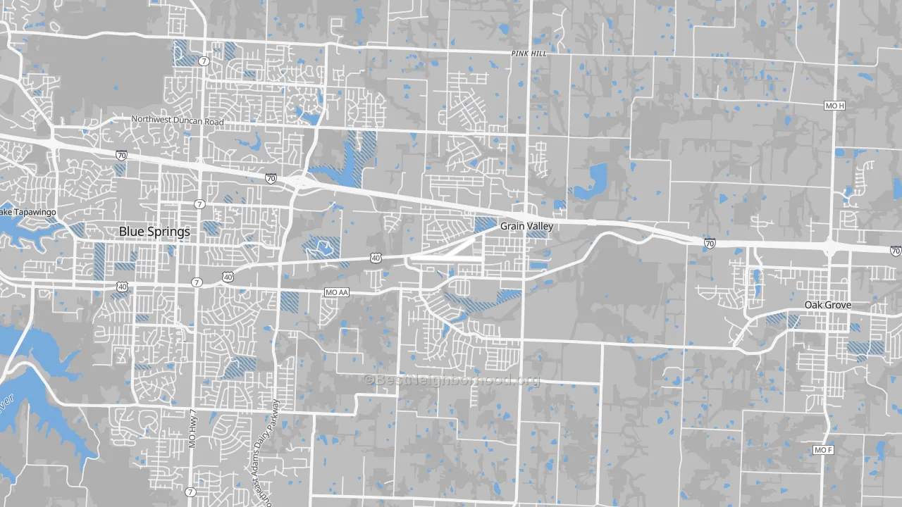 Transit Grade map of Grain Valley, MO