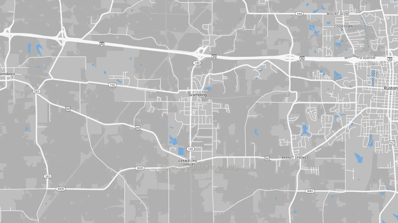 Transit Grade map of Grambling, LA