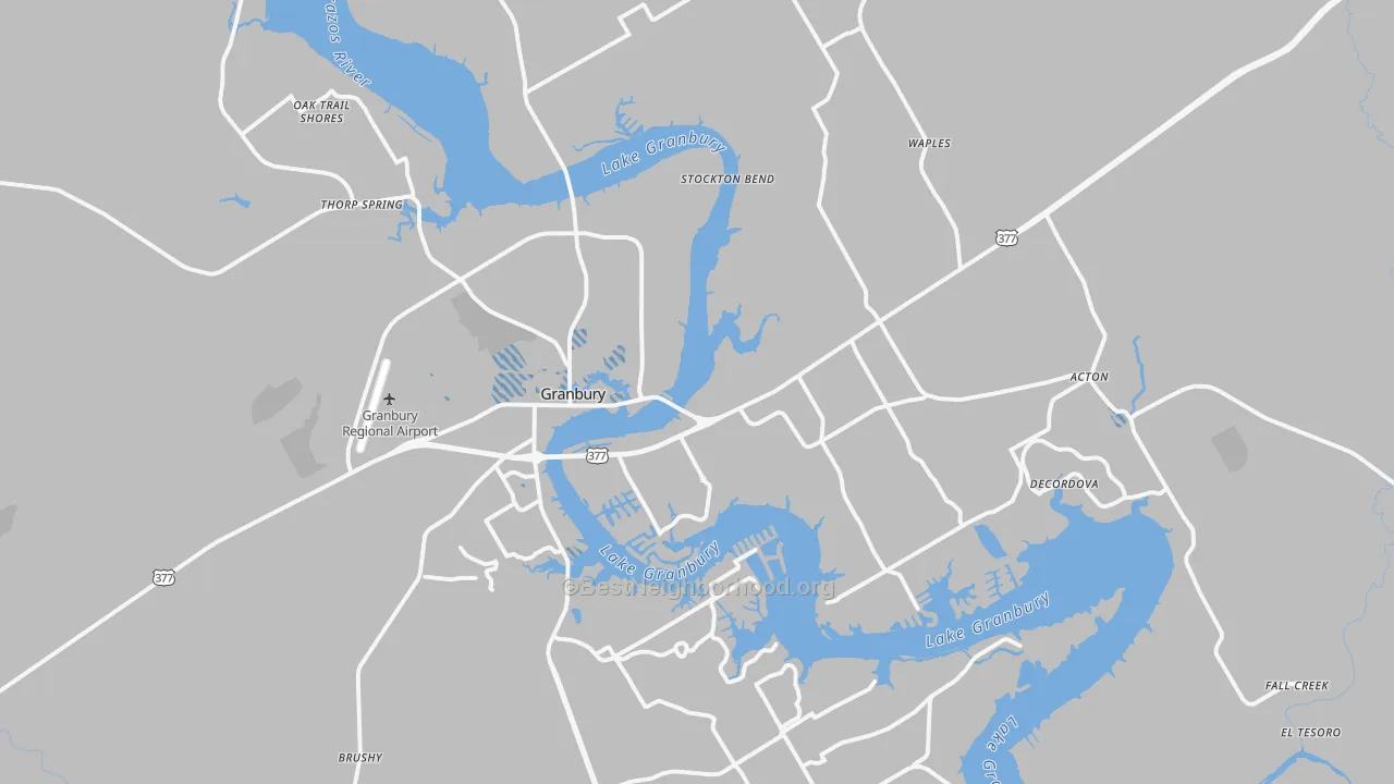 Transit Grade map of Granbury, TX