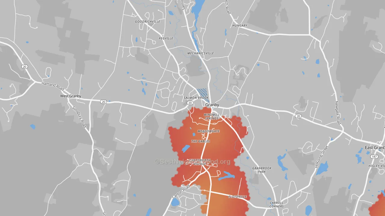 Transit Grade map of Granby, CT