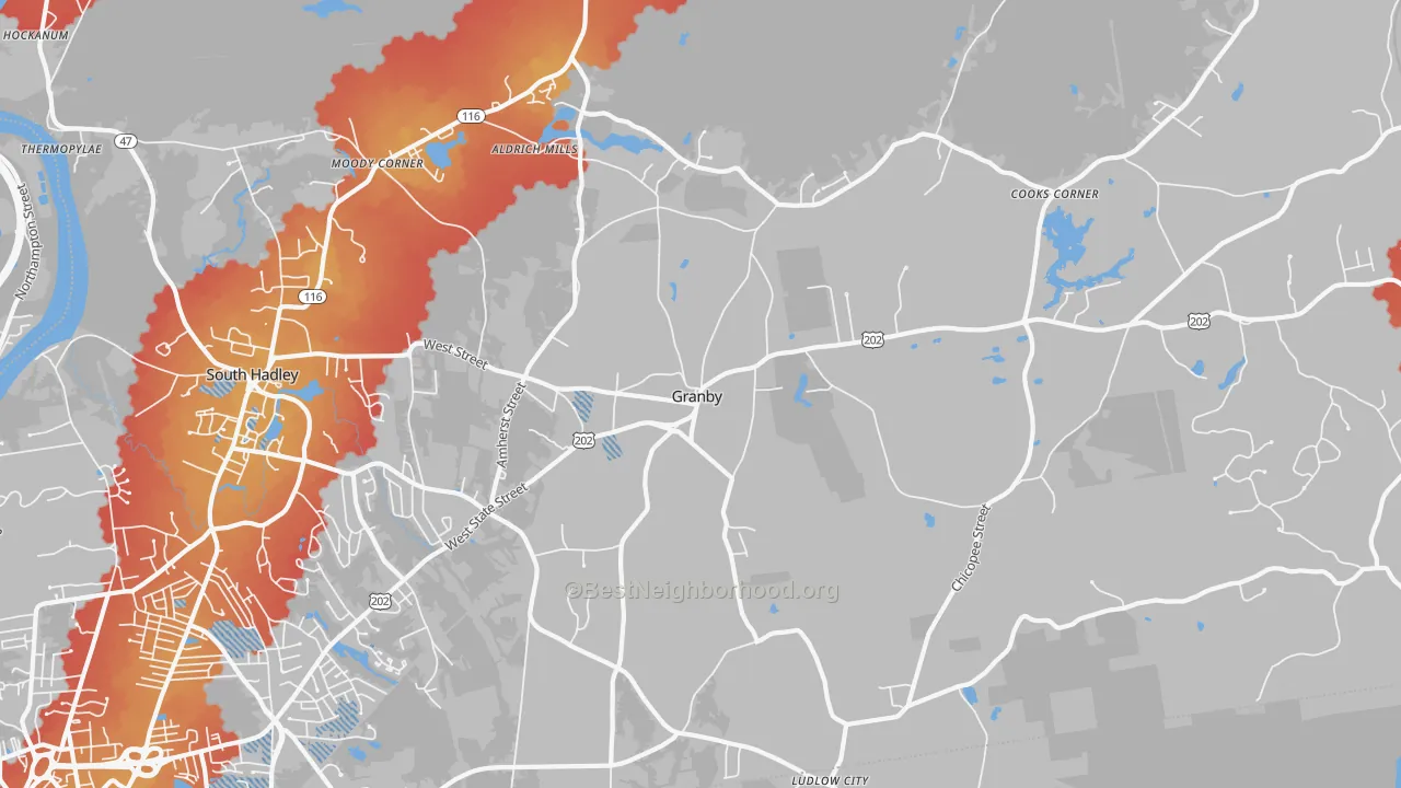 Transit Grade map of Granby, MA