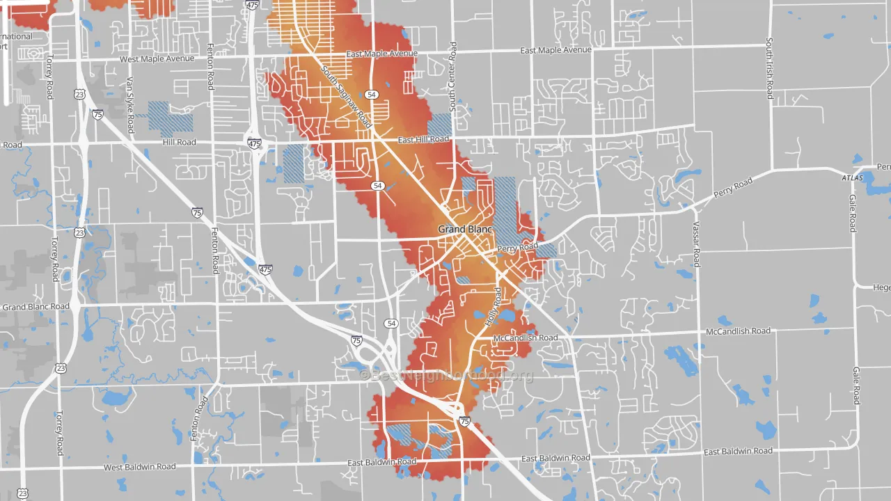Transit Grade map of Grand Blanc, MI
