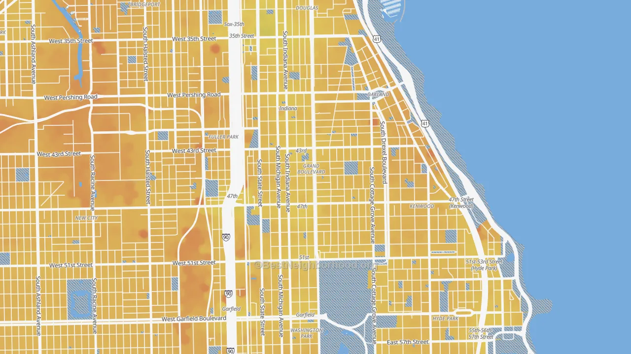 Transit Grade map of Grand Boulevard, Chicago, IL