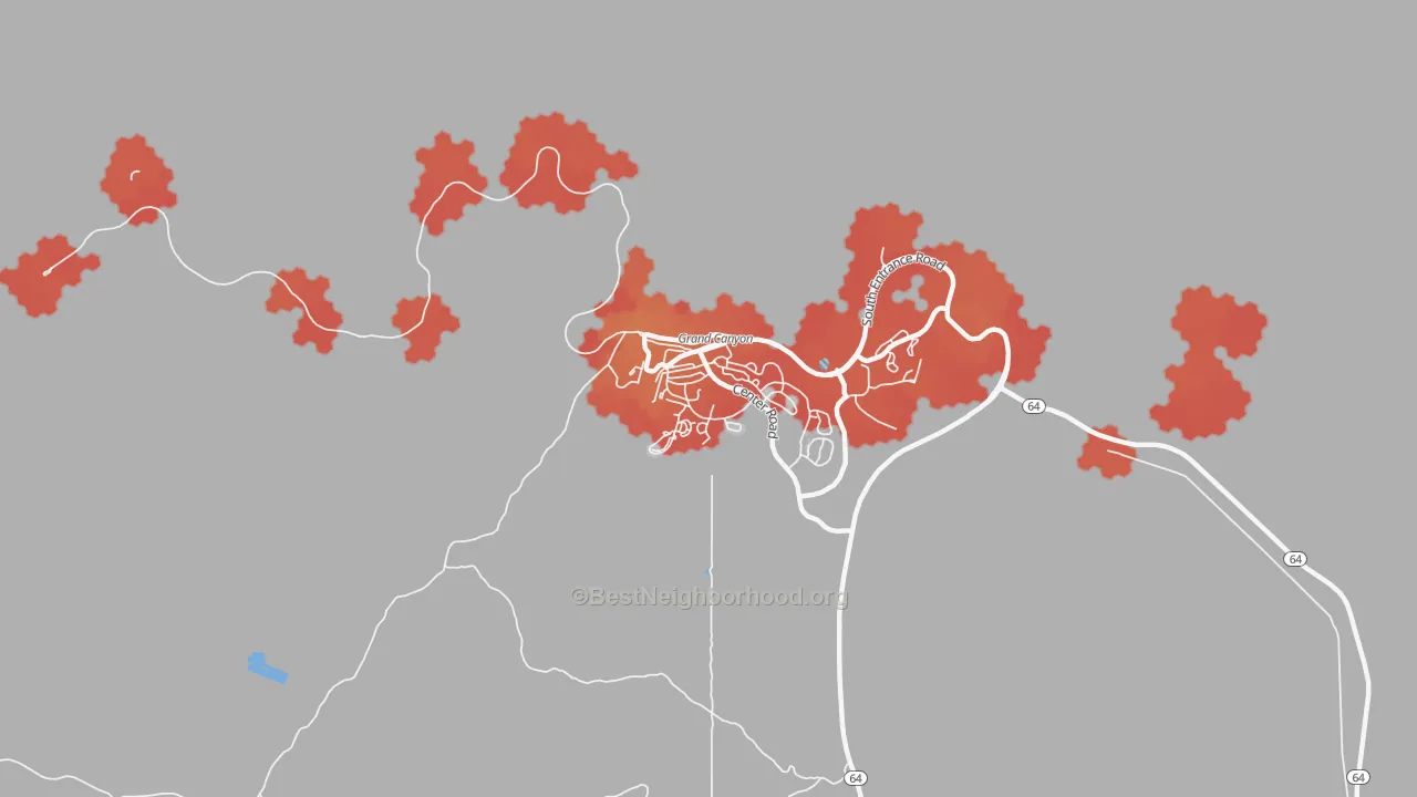 Transit Grade map of Grand Canyon Village, AZ