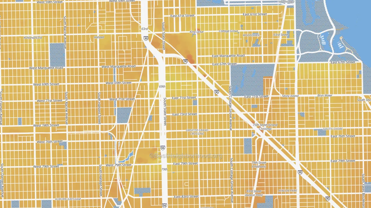 Transit Grade map of Grand Crossing, Chicago, IL
