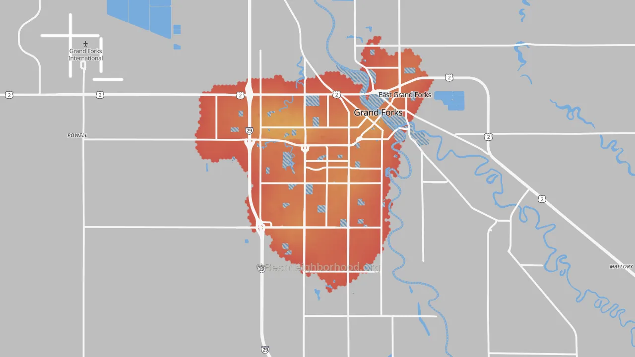 Transit Grade map of Grand Forks, ND