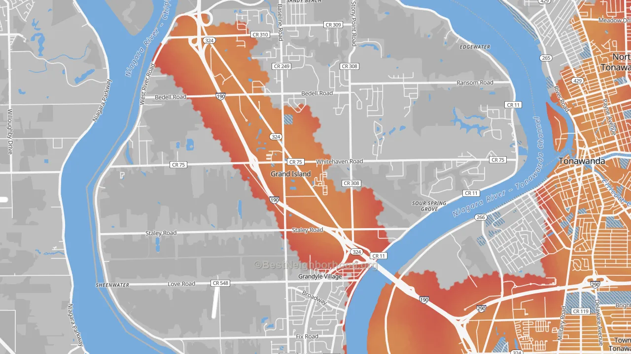 Transit Grade map of Grand Island, NY